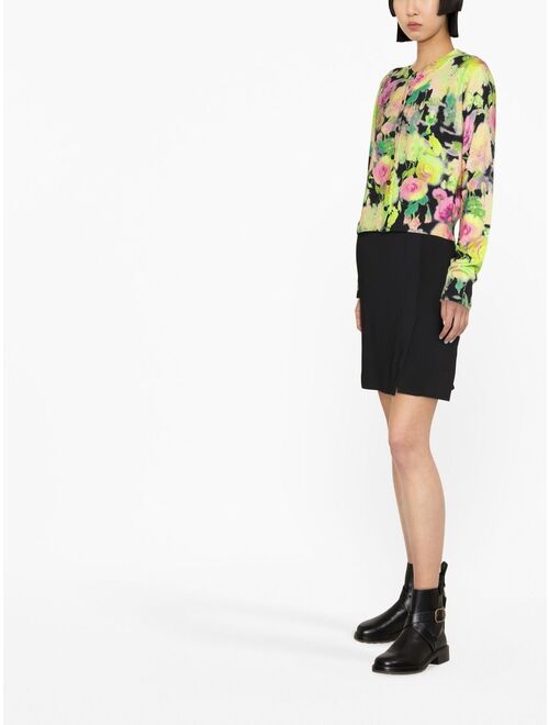 TWINSET floral-pattern short-sleeved knitted top