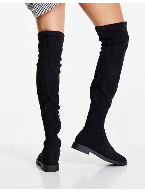 ASOS DESIGN Kalani over the knee boots in black micro