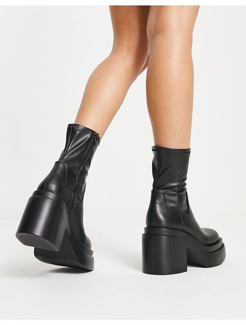 ASOS DESIGN Raven chunky mid-heeled sock boots in black