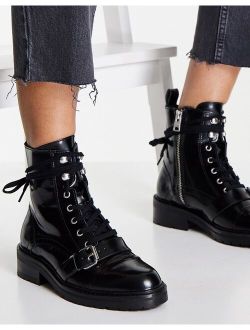 AllSaints Donita lace up leather boots in black
