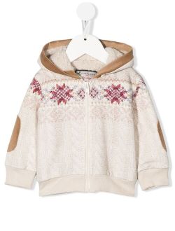 fair isle-knit zip-up hoodie
