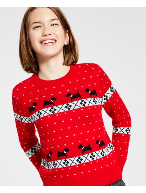 CHARTER CLUB Big Girls Walking Scottie Holiday Sweater, Created for Macy's