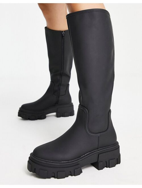 ASOS DESIGN Carla chunky flat boots in black