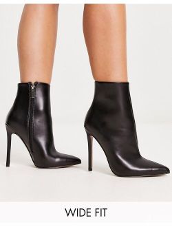 Wide Fit Emerald high heeled sock boots in black