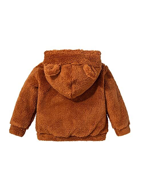 Jobakids Baby Kids Girls Fuzzy Sherpa Pullover Hoodie Boys Sweatshirts Toddler Fall Autumn Winter Warm Hooded Tops