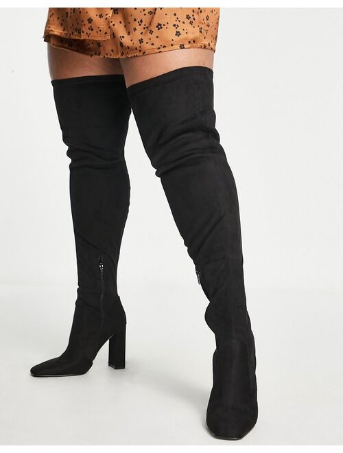 ASOS DESIGN Curve Kenni block heel over-the-knee boots in black