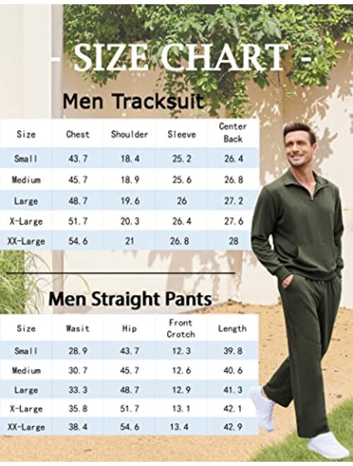 COOFANDY Men's 2 Piece Track Suit Set Jogging Sweatsuit Workout Quarter Zip Suit