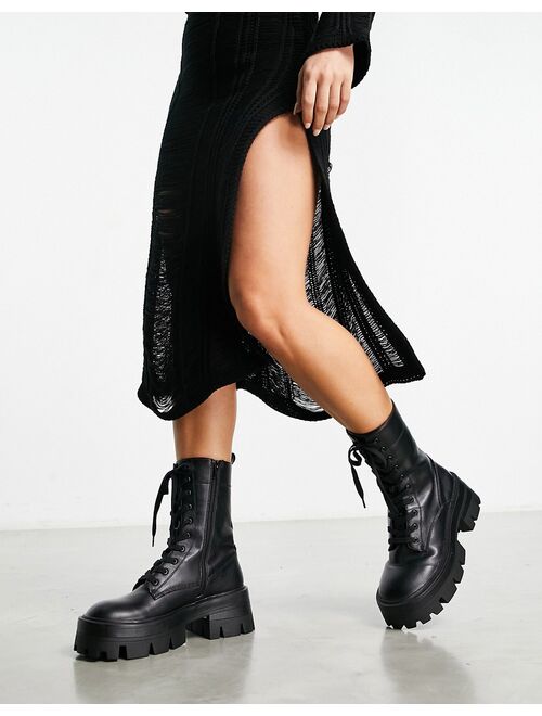 ASOS DESIGN Amaze chunky lace-up boots in black