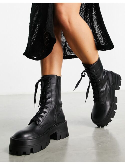 ASOS DESIGN Amaze chunky lace-up boots in black