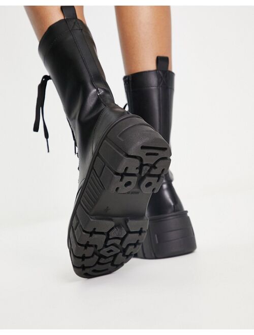 ASOS DESIGN Athens 3 chunky high lace up boots in black