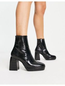 Era high-heeled platforms boots in black croc