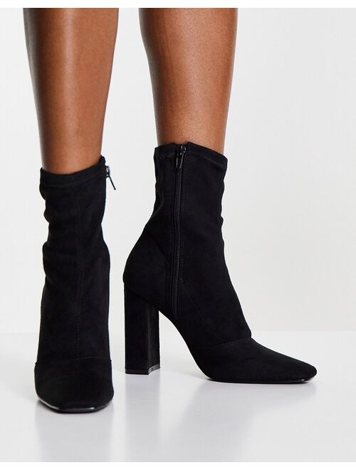 ASOS DESIGN Effect block heel sock boots in black