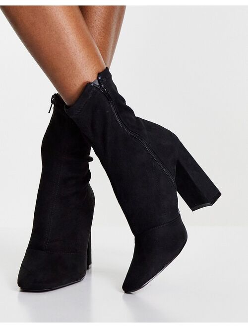 ASOS DESIGN Effect block heel sock boots in black