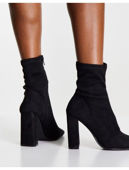ASOS DESIGN Effect block heel sock boots in black