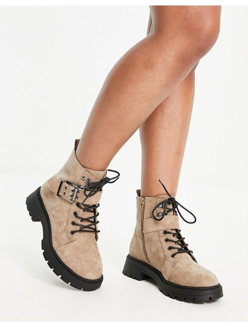 ASOS DESIGN Wide Fit April lace up hiker boots in gray