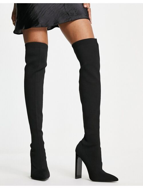 ASOS DESIGN Kylee high-heeled knitted over the knee boots in black