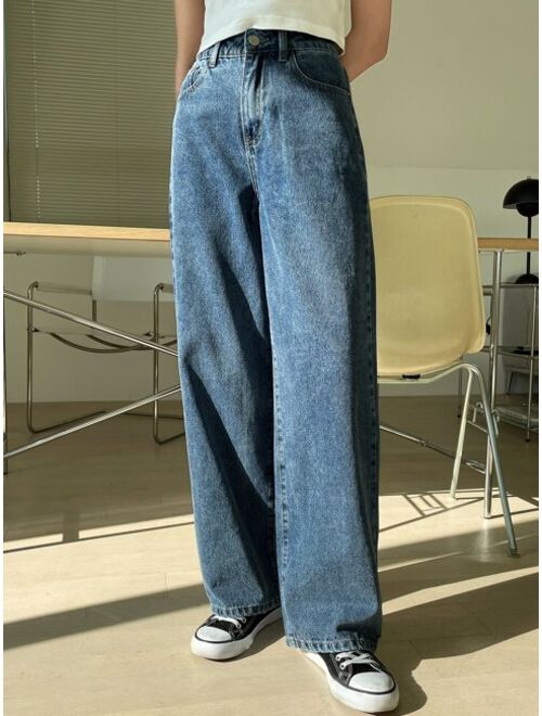 DAZY High Waist Washed Wide Leg Jeans