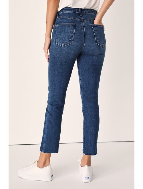 Just Black Cute and Chilling Dark Wash Denim Straight Leg High Rise Jeans