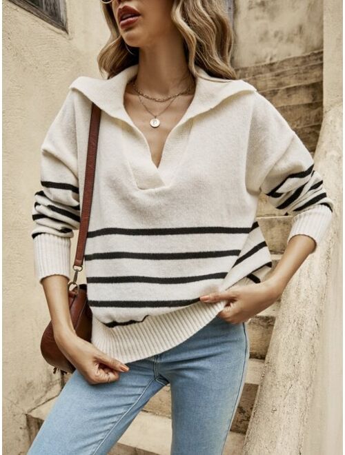 SHEIN Frenchy Striped Pattern Drop Shoulder Sweater