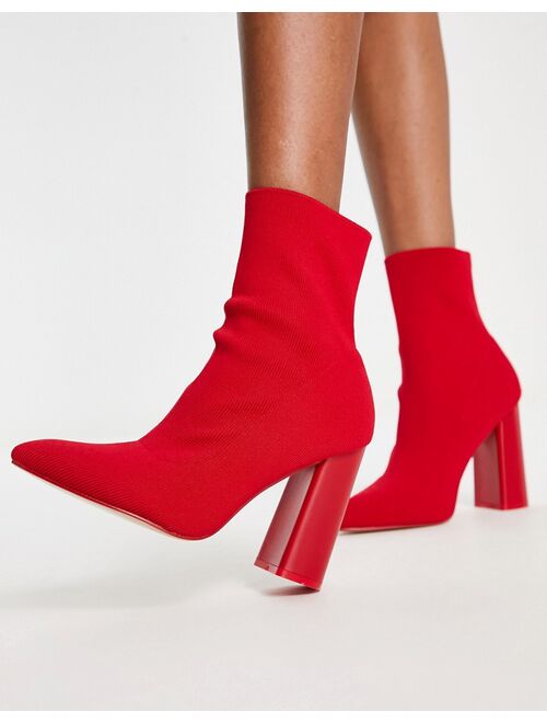 Public Desire Wide Fit Public Desire Exclusive Wide Fit Loyal heel sock boots in red knit