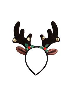 Myuilor Reindeer Antlers Headband Christmas and Easter Party Headbands Deer Antlers Headband with Bells Cute Reindeer Ears Headband