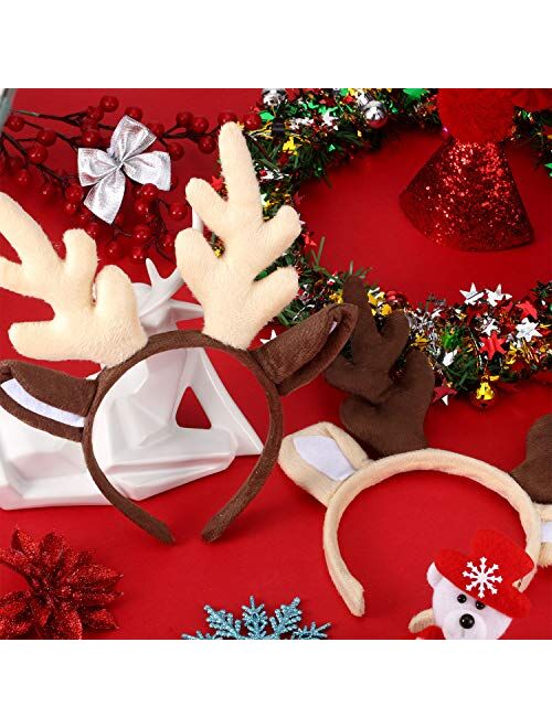 Bememo 2 Pieces Antler Headband Reindeer Headband Christmas Easter Headwear with Ears (Style B)