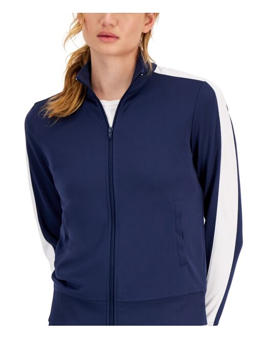 ID IDEOLOGY Women's Zip Striped-Sleeve Track Jacket, Created for Macy's