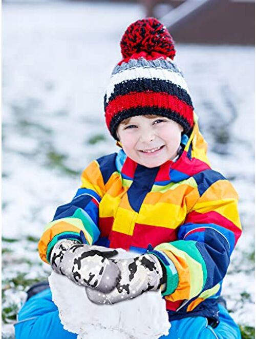 Satinior 2 Pairs Kids Winter Ski Gloves Mitten Waterproof Warm Snow Gloves for Outdoor Activities