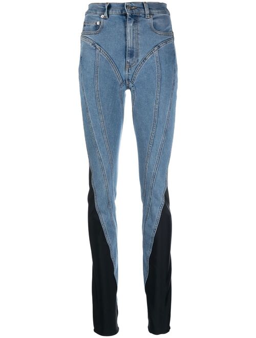 Mugler colour-block skinny jeans
