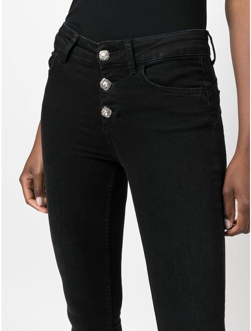LIU JO crystal-button cropped skinny jeans