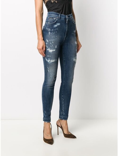 Dolce & Gabbana Audrey ripped high-waisted jeans