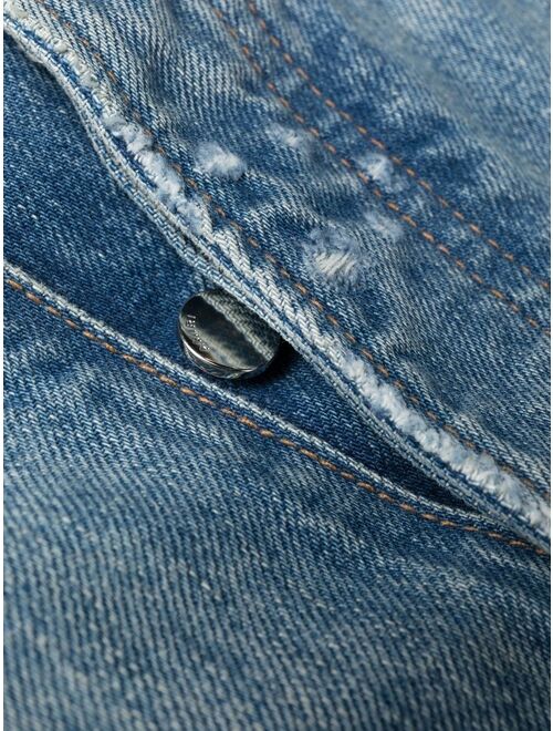 AMIRI Combo bootleg leather-denim jeans