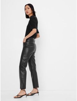 Sky High Rise Faux-Leather Cheeky Straight Pants