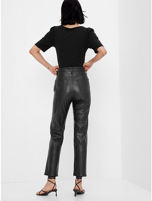 Gap Sky High Rise Faux-Leather Cheeky Straight Pants