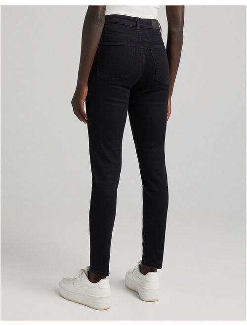 Bershka high waist skinny jeans in black