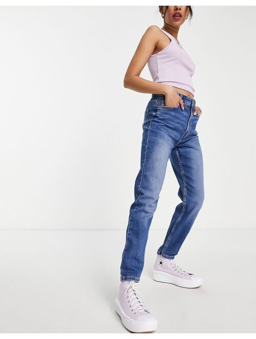 Bershka Petite high waist skinny jean in medium blue