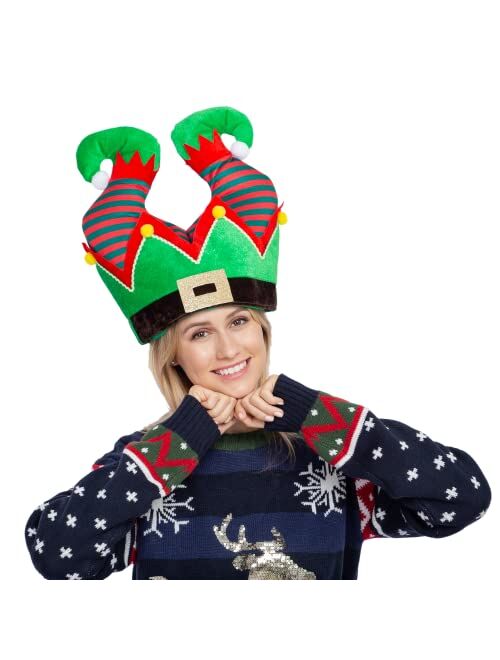 JOYIN 2PCS Christmas Santa and Elf Pants Hats for Funny Hilarious and Festive Christmas Party Hat Dress Up Celebrations, Winter Party Favor, Christmas Decorations, Costum