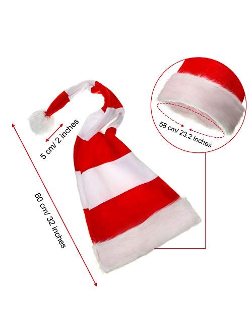 Syhood Red and White Striped Santa Hat Christmas Long Felt Xmas Hats for Christmas New Year Party Decorations Classic Cosplay Costume