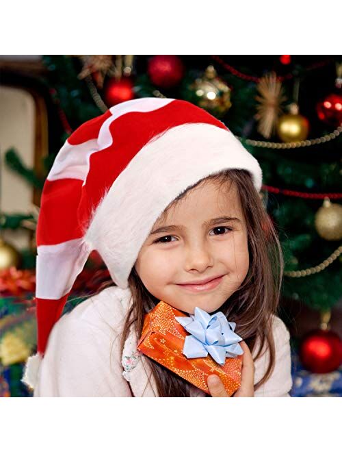 Syhood Red and White Striped Santa Hat Christmas Long Felt Xmas Hats for Christmas New Year Party Decorations Classic Cosplay Costume