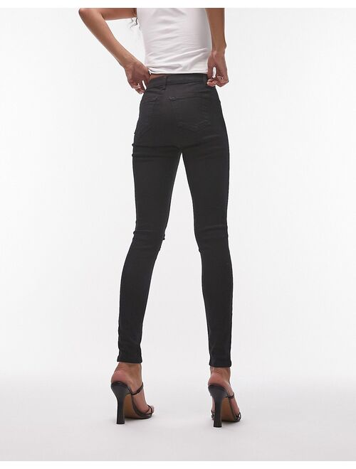 Topshop Joni jeans with super rips in black