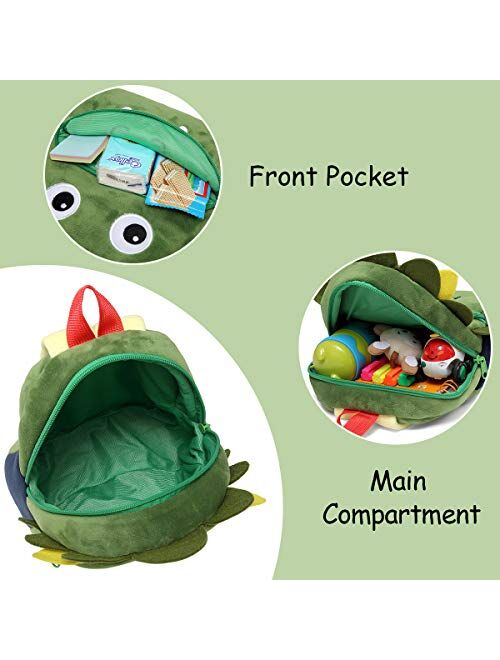Toddler Backpack for Boys and Girls, KASQO Kids Backpack Small Cute Animal Soft Plush Mini Backpack for 1-6 Years