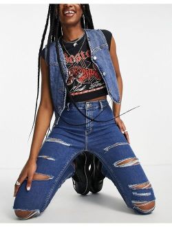 Joni jean with super rip in mid blue