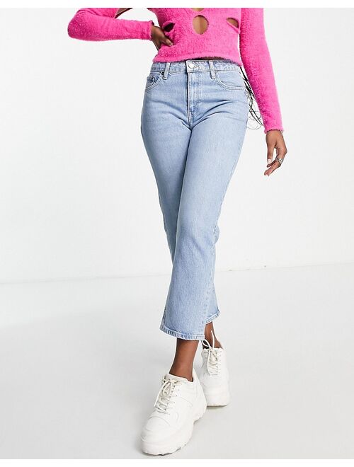 Topshop straight jeans with clean hem in bleach