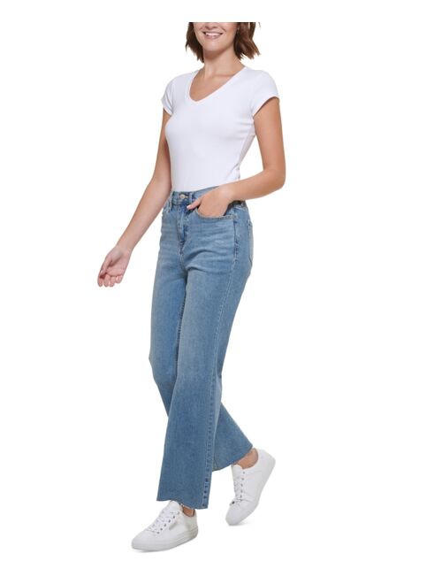 Calvin Klein Jeans Women's Super High-Rise Raw Flare-Hem Jeans