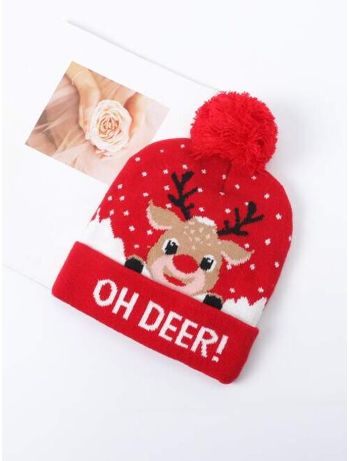 Shein Christmas Deer Pattern Beanie