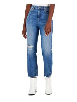 Women's High-Rise Distressed Straight-Leg Jeans, Created for Macy's