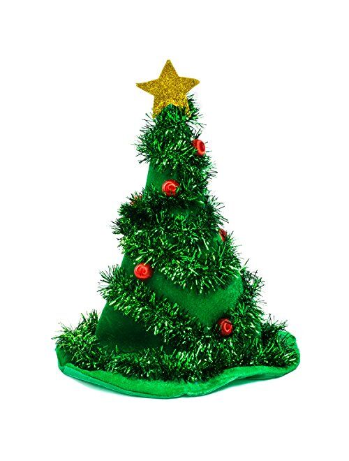 Funny Party Hats Christmas Hats - Holiday Theme Hats - Santa Hats - Christmas Tree Hat (Christmas Light Up Hat)