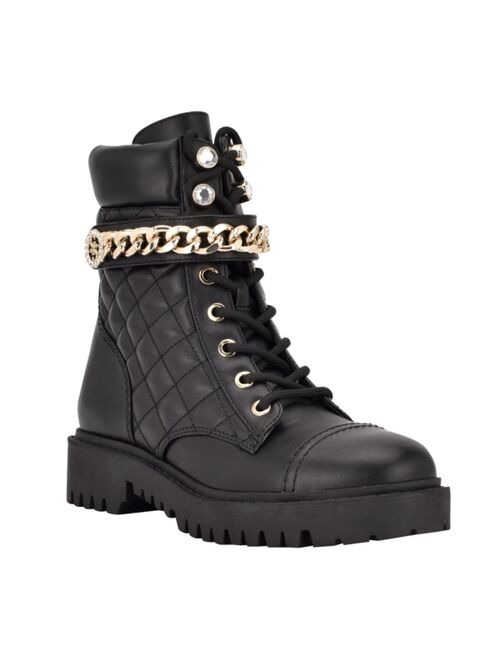 GUESS Women's Odysse Quilted Combat Booties