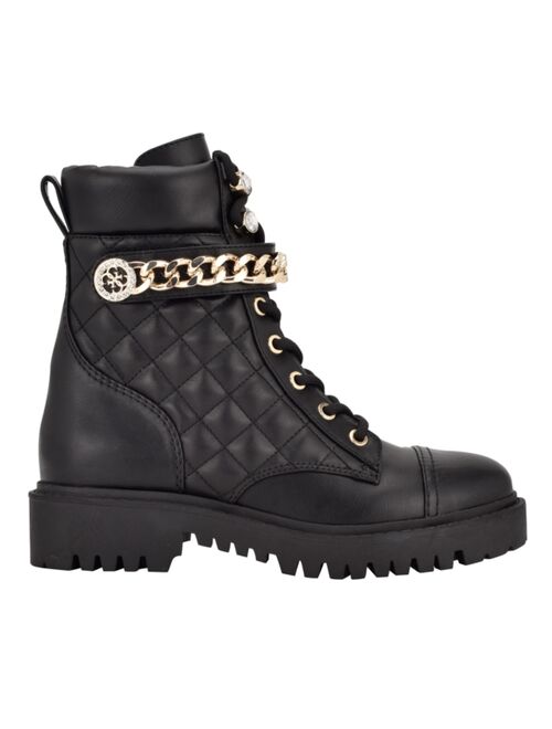GUESS Women's Odysse Quilted Combat Booties