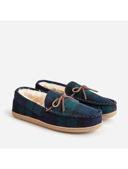 Sherpa-lined suede slippers